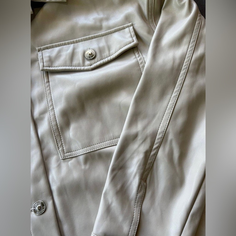 Nordstrom Tahari Faux Leather Shirt Jacket - Beige - Picture 3 of 3
